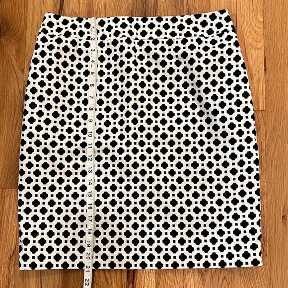 Cynthia Rowley Black White Geometric Print Cotton Pencil Skirt Size 10 - Picture 5 of 5